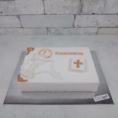 Kommunions Torte Kelch und Rosenkranz-Creabeck Sins