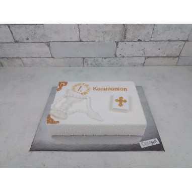 Kommunions Torte Kelch und Rosenkranz-Creabeck Sins