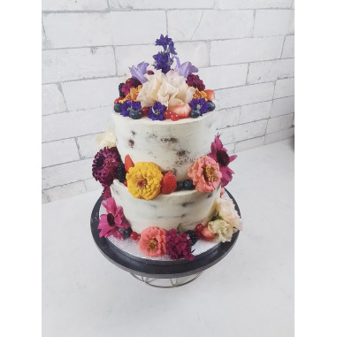 № 2055 Semi Naked Cake - colorful flowers